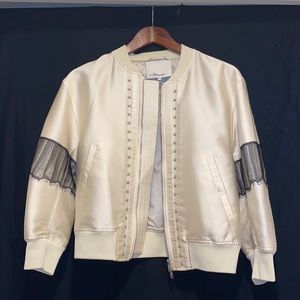 3.1 Phillip Lim lace insert bomber jacket